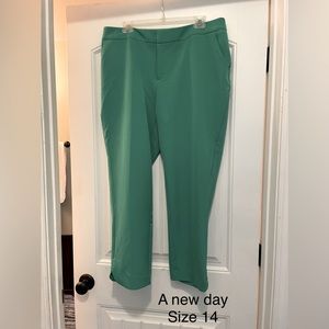 Green ankle length dress pants